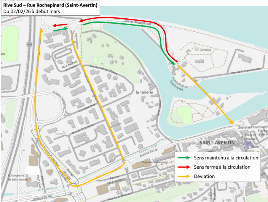 Plan de déviation rue de Rochepinard - travaux passerelle d'Arcole février 2026