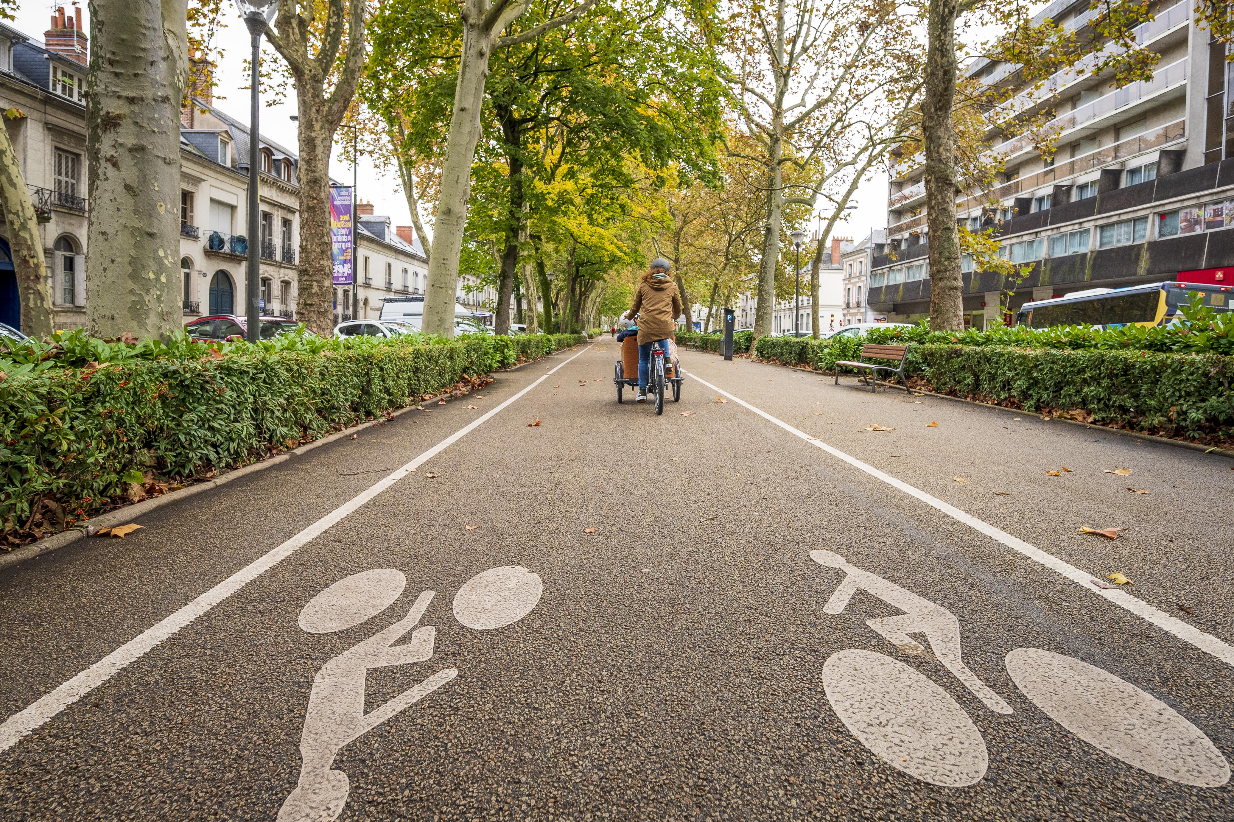 Piste cyclable boulevard Heurteloup à Tours