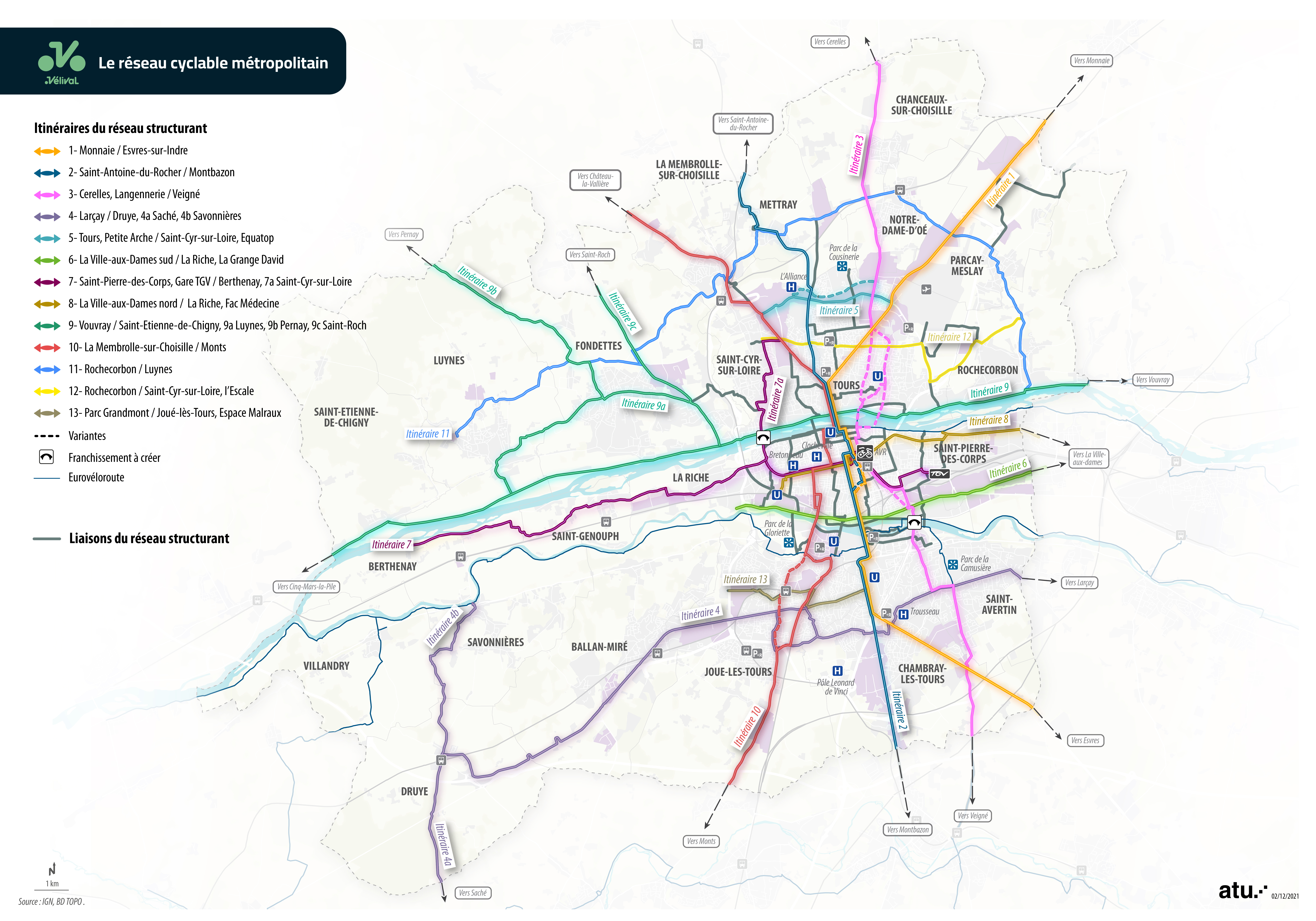 La carte du réseau Vélival 